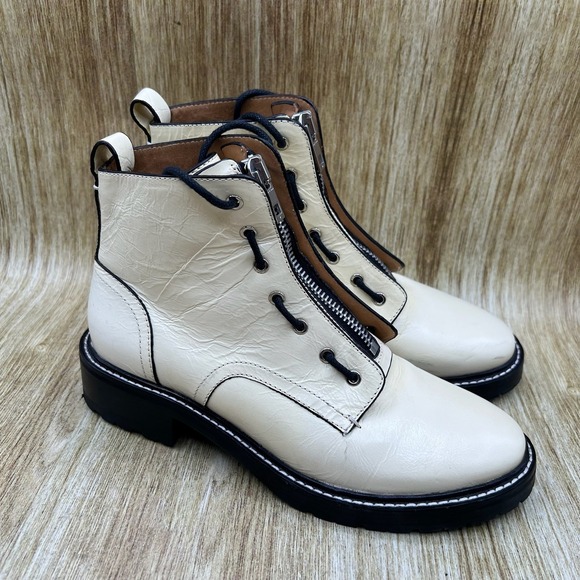 rag & bone Shoes - Rag & Bone Cannon Crinkled Ankle Boots Women's Size 7 Leather Zip Front Boots